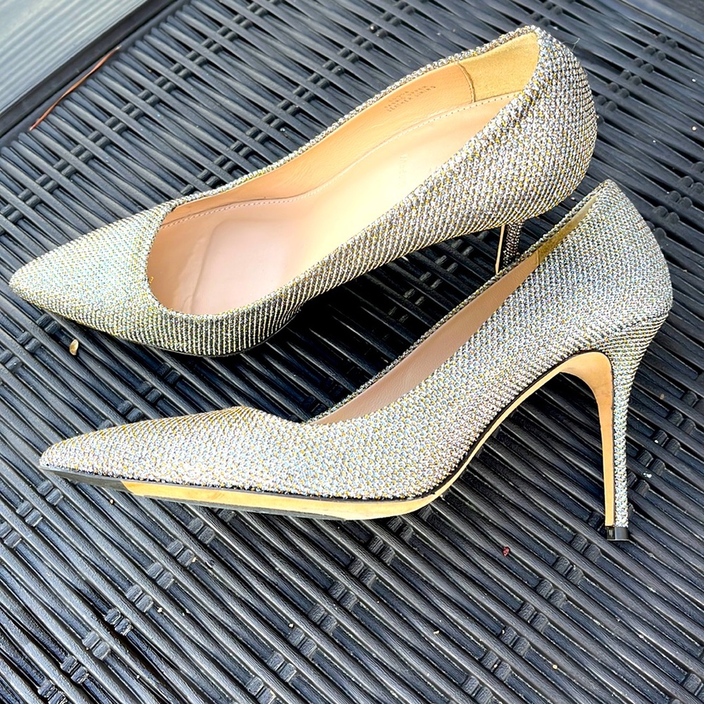 J crew ladies silver glitter pumps size 81/2